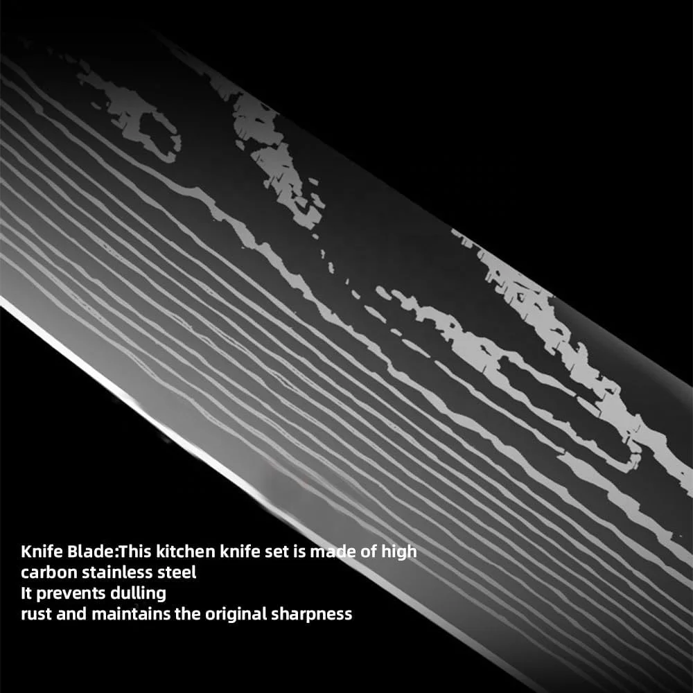10pcs Professional High carbon Damascus Pattern Stainless Steel Japanese Kitchen Knife Set