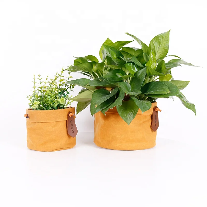 CHANGRONG  Custom Eco-friendly water resistant waxed canvas hanging Flower Storage planter bag