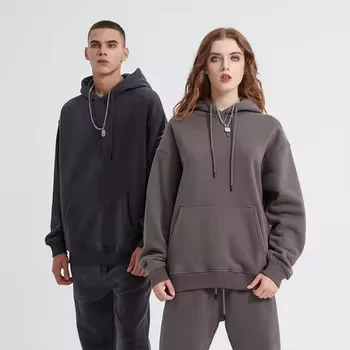 High quality custom sportswear hoodies for men autumn fashion design knitted pullover casual baggy solid color hoodie wholesale