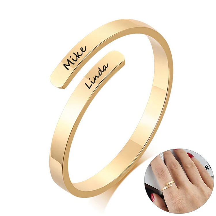 14k gold Magnetic Personalized lord cross ladies rings custom engraved Logo stainless steel inspirational mantra knuckle rings
