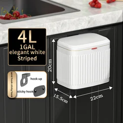 Leasylife Wall Mounted 4L 8L Stainless Steel Bathroom Trash Bin Kitchen Hanging Metal Trash Can