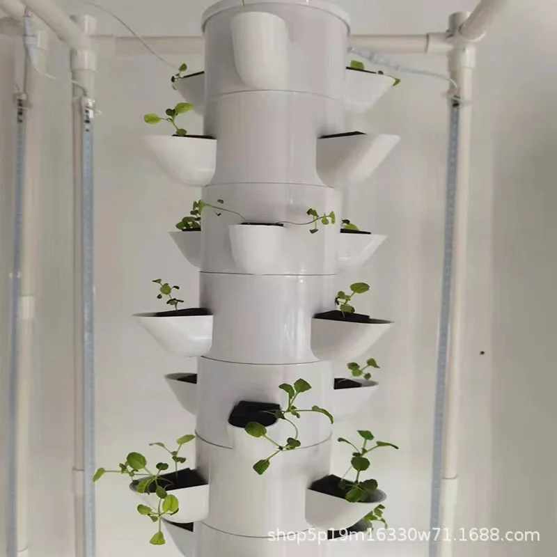 CHOYUEH good quality  PVC indoor 6 7 8 9 10 tier vertical planting container hydroponic grow tart vegetable growing tube system