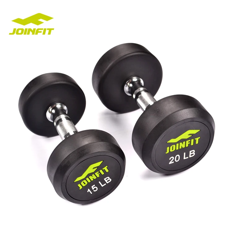  Joinfit резиновый круглый гантель 5lb-50 фунтов коммерческий хромированный набор гантелей с круглой