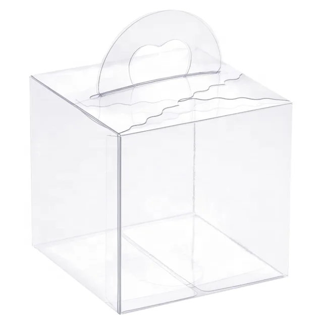 Free Samples Transparent PVC Square Plastic Gift Box PET Jewlery Printing Gift Packaging Box with Handle and Protecting Film