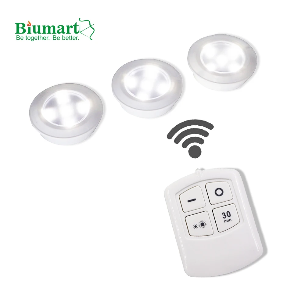  Biumart поверхностного монтажа 3pk 1w 5v яркий беспроводной под Витрина Полка свет 5 шт. SMD Светодиодная лампа с дистанционным управлением Точечный светильник для