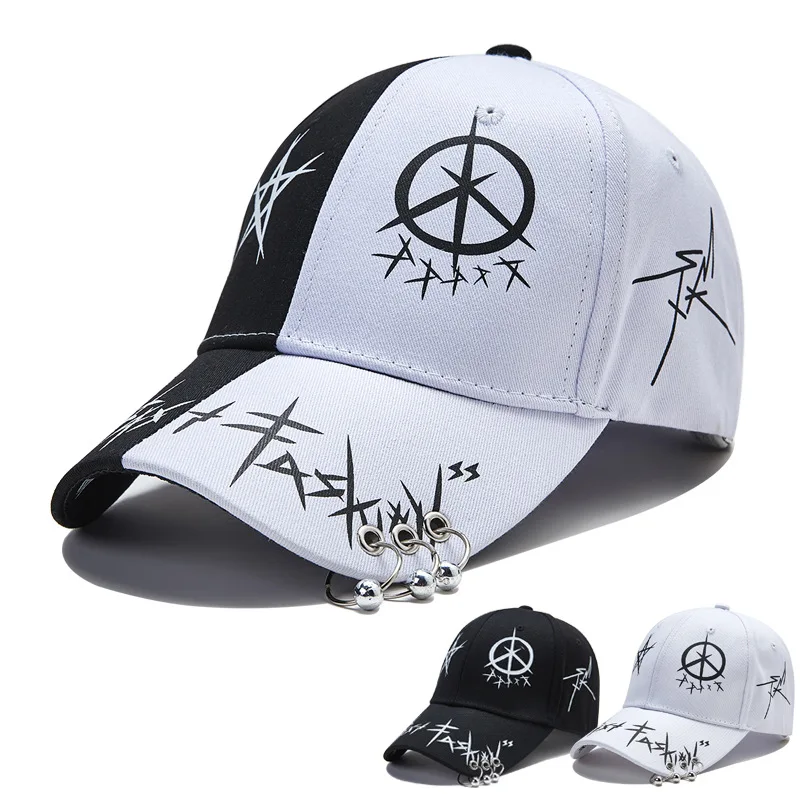 Spring Summer Cotton Adjustable Sports Hat Woman Man Letters Embroider Hats and Caps with Ring Punk Street Fashion Baseball Cap