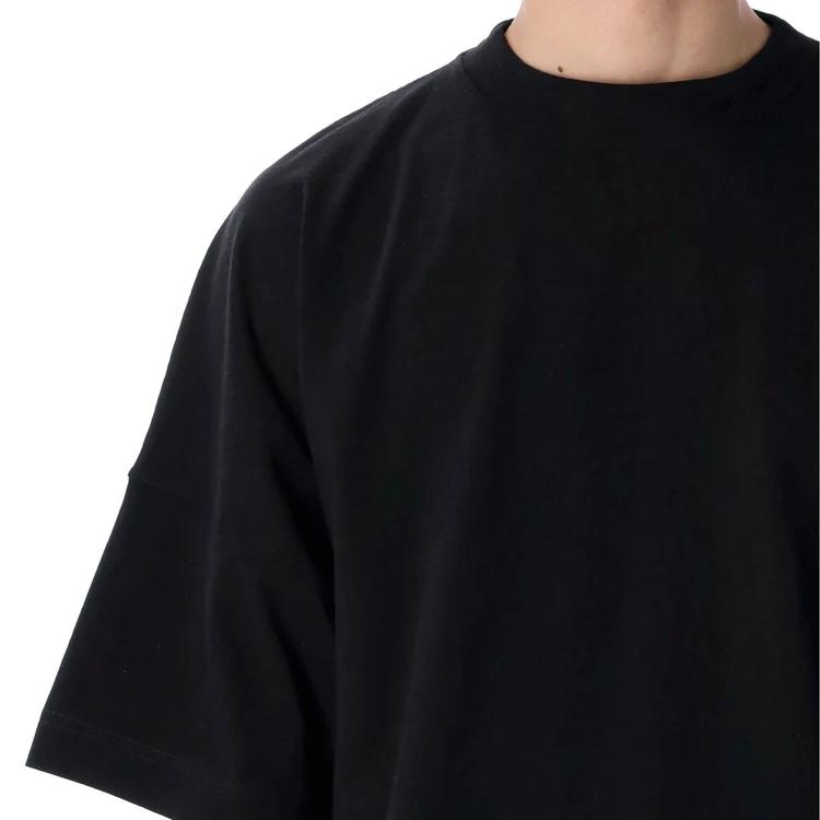 240gsm 100% Cotton Single Jersey Fabric Black T shirt Custom Logo Oversized Big And Tall T shirt For Men