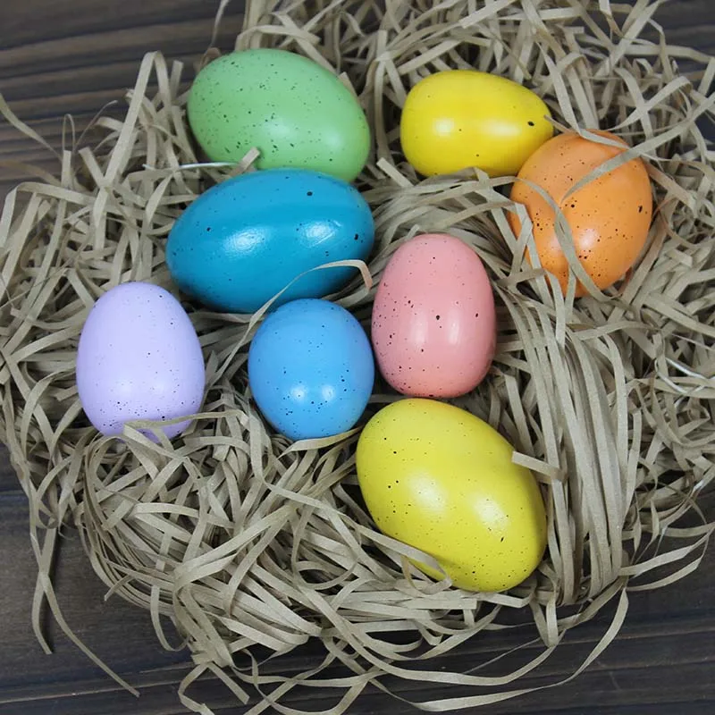 KIU 8 Pcs Easter Gifts Colorful Egg Simulation wooden Bird Egg Toys Pretend Play Montessori Toys