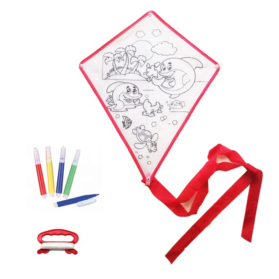 High Quality Kids gift shape DIY Painting Kite Diamond 3d airplane patang pakistani giant big blank kites