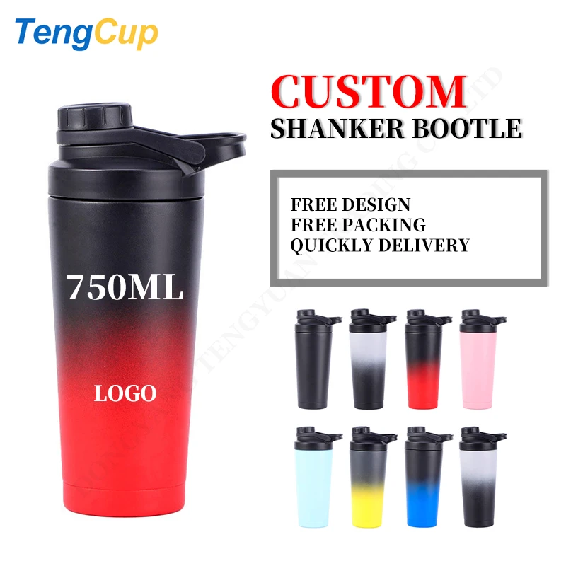 TY 25oz customized logo Gym Metal Sublimation Shaker Bottles Stainless Steel Protein Insulated Shaker Bottle