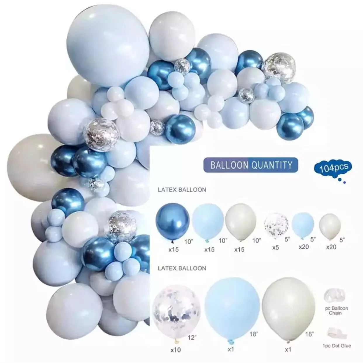 Bule Party Decorations Balloon Arch Kit Happy Birthday Garland Arch Set Balloon Garland Arch Kit