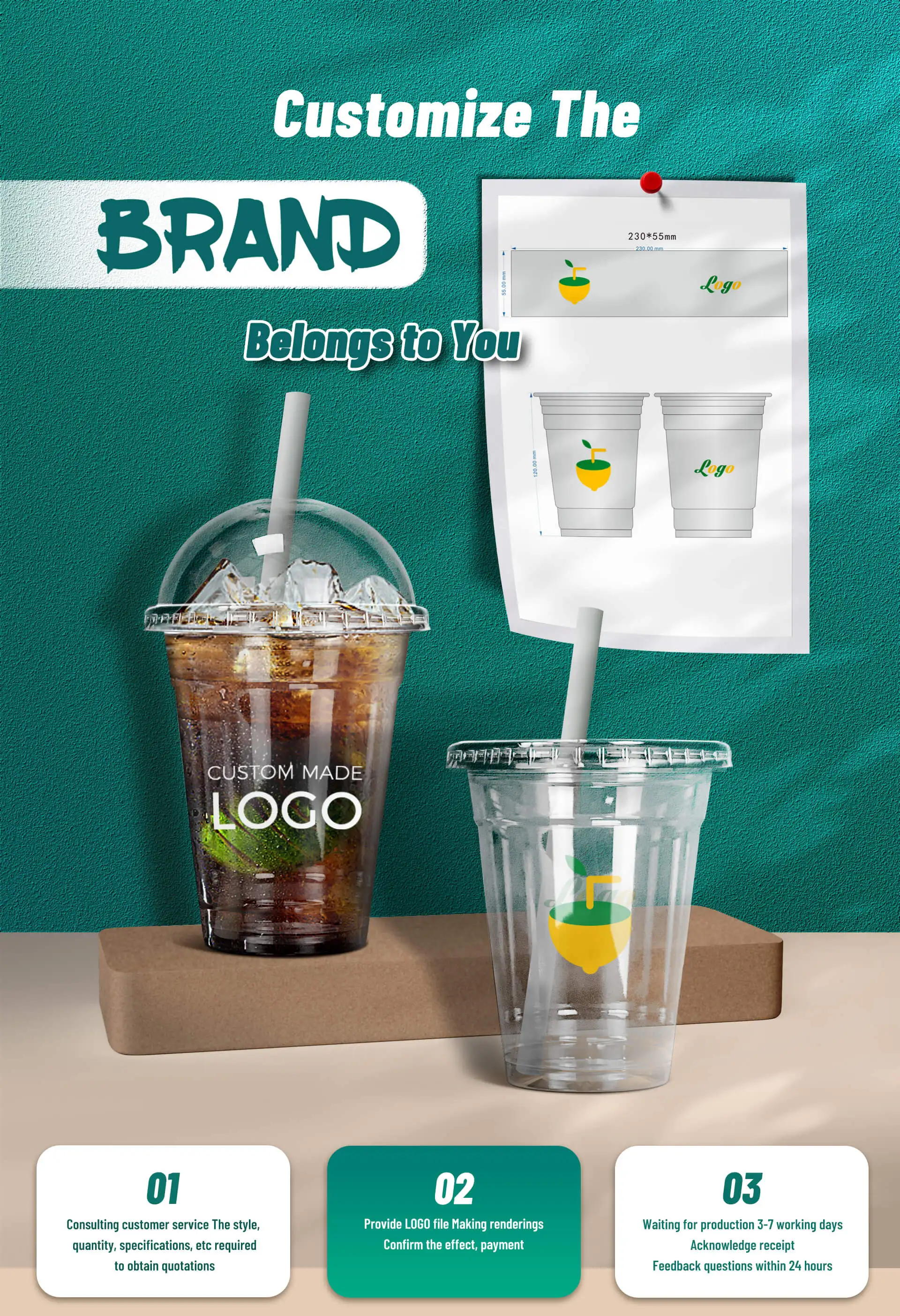 100% biodegradable disposable 2 16 12 32 oz CPLA plastic lid clear cold beer milk tea coffee sauce U shaped PLA custom cup