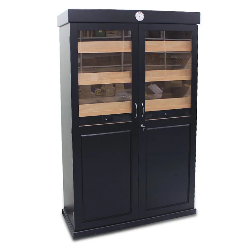 Wholesale Customize Cedar Wood Large Capacity with LED light Cabinet Cigar Humidor Cabinet Humidor Cigar Cabinet
