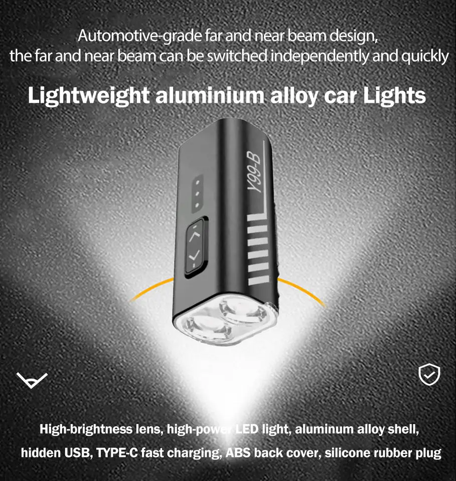 USB Rechargeable Front White Sports Led Lights For Bicycle Accessories Head Lamps 1800 Lumens Bike Front Lights Led