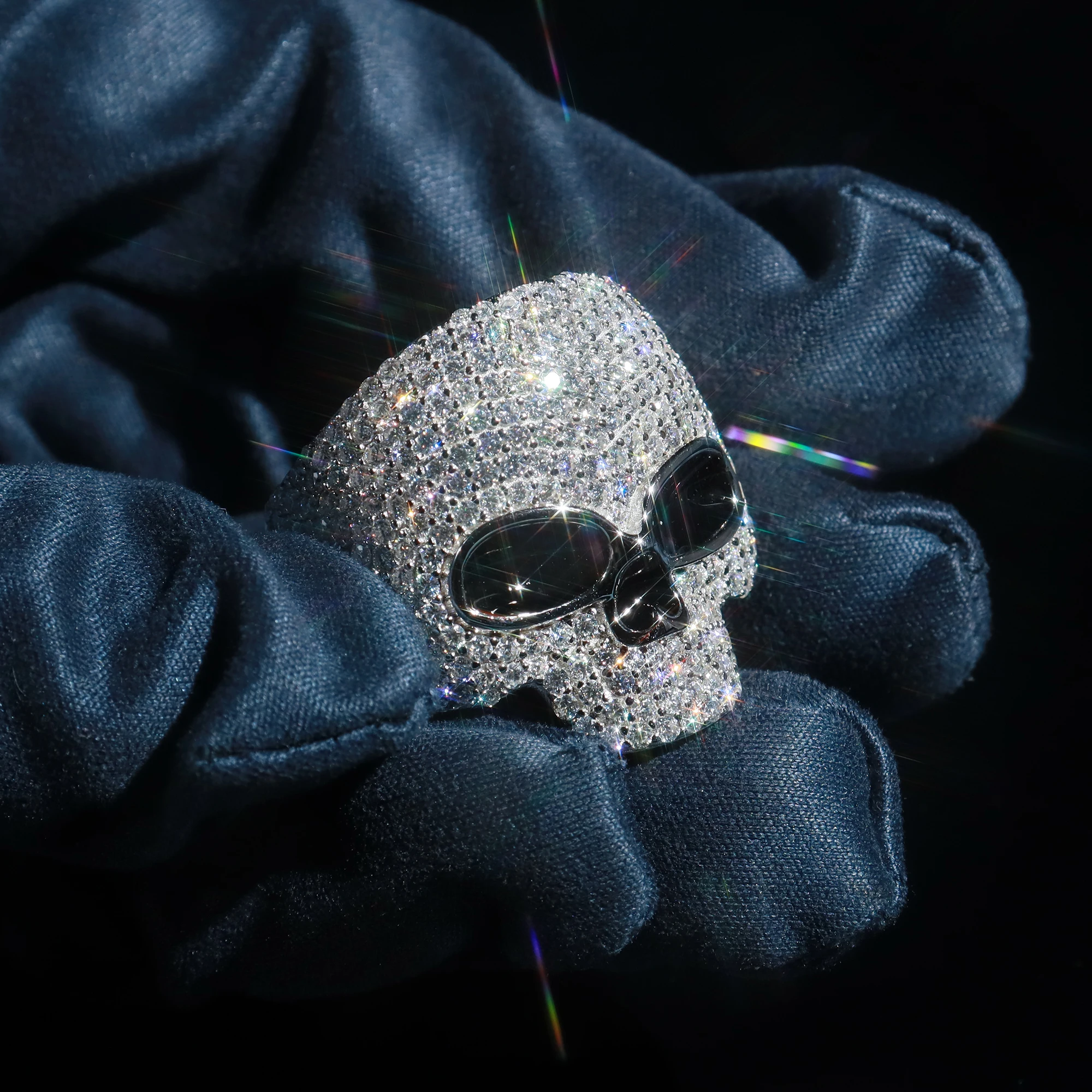 Personalized Luxury Iced Out Skelton Silver And VVS1 Moissanite Ready To Ship Customized HipHop Rings Print Inner Mark