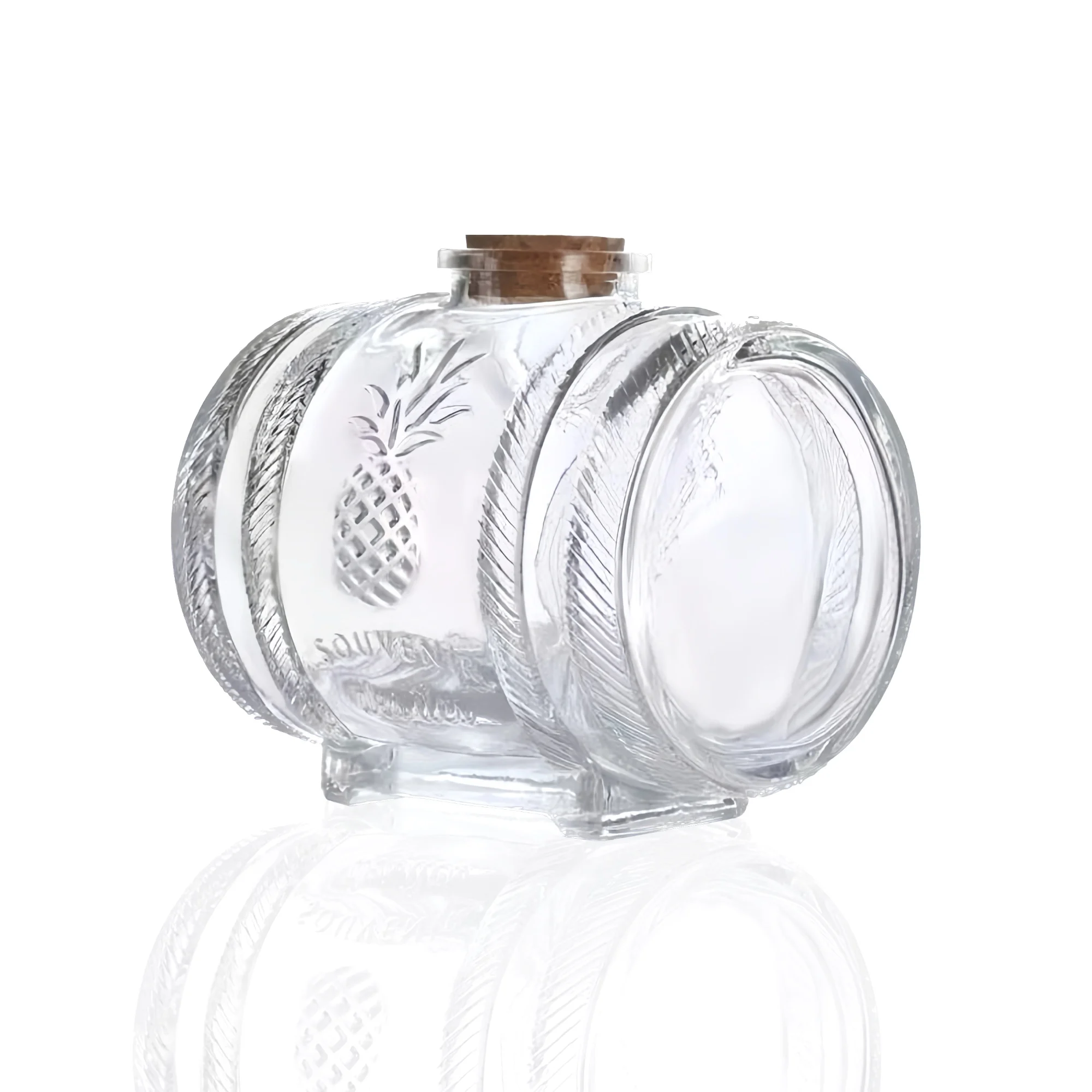 Manufacturer Wholesale Custom Wooden Frame Glass Barrel Whiskey With lid