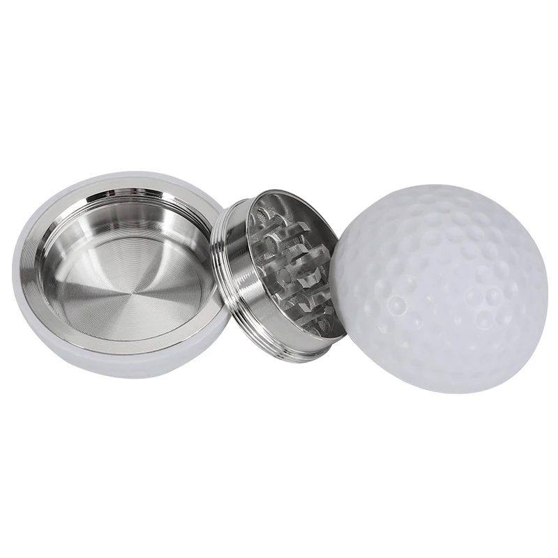 Futeng White Color 2 layers Golf Ball Grinder Dry Tobacco Herb Spice Metal Dragon Ball Grinder  Wholesale
