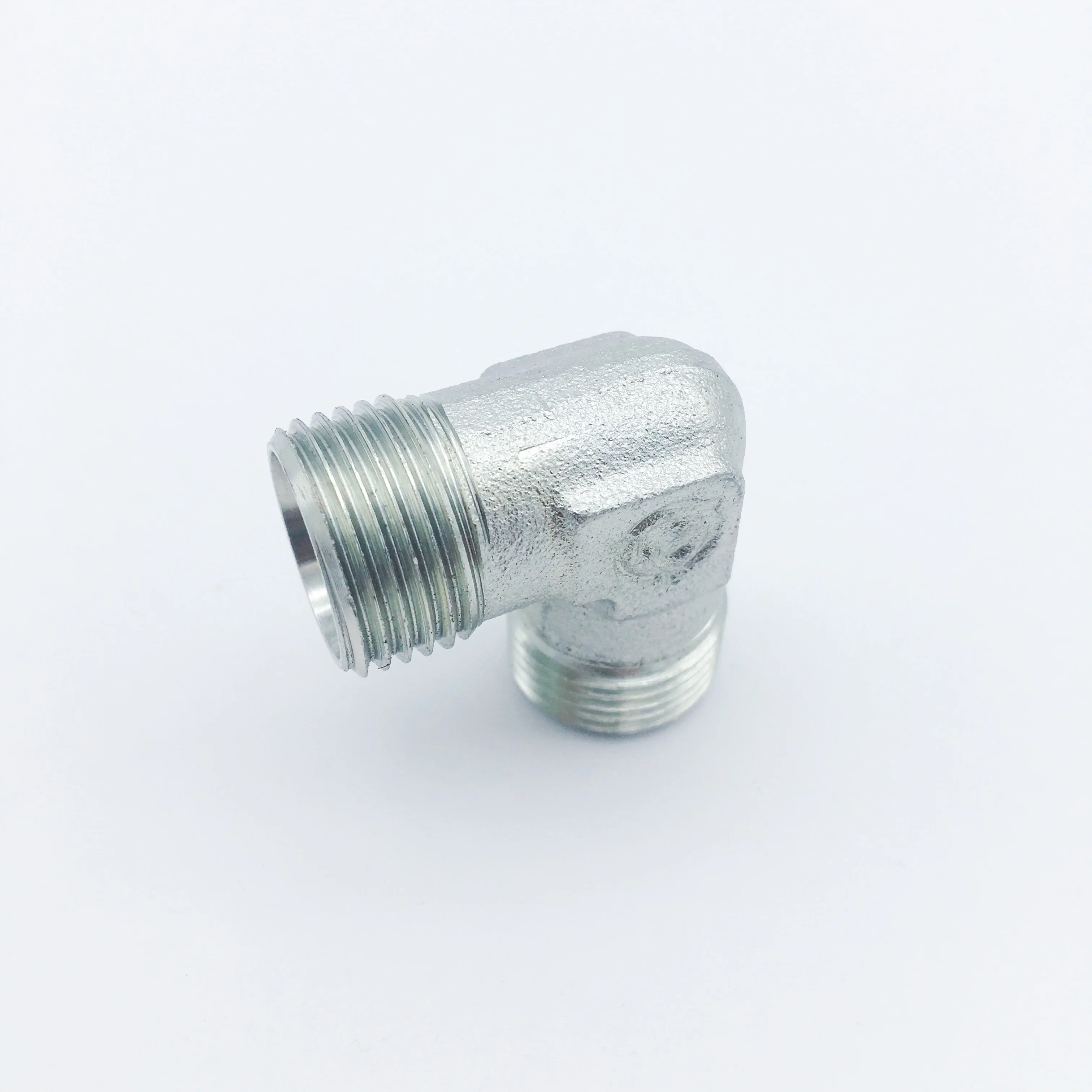 Parker Steel Zinc Plated Hydraulic Elbow Threaded Adapter, 4EMK4S, G 1/4 Male G 1/4 Male