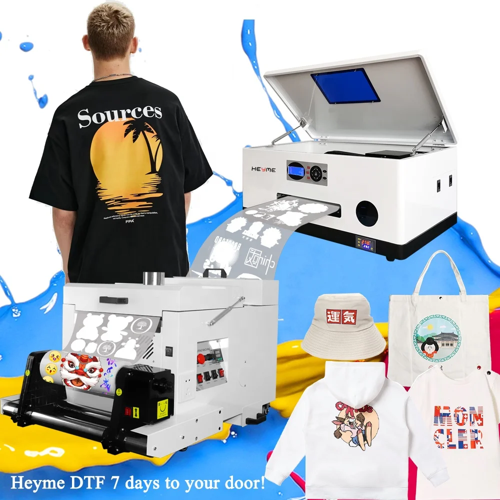2022 Heyme 7 days to door newest A3 size 30 12 inch  Double xp600 heads  DTF printer with Hoson mainboard