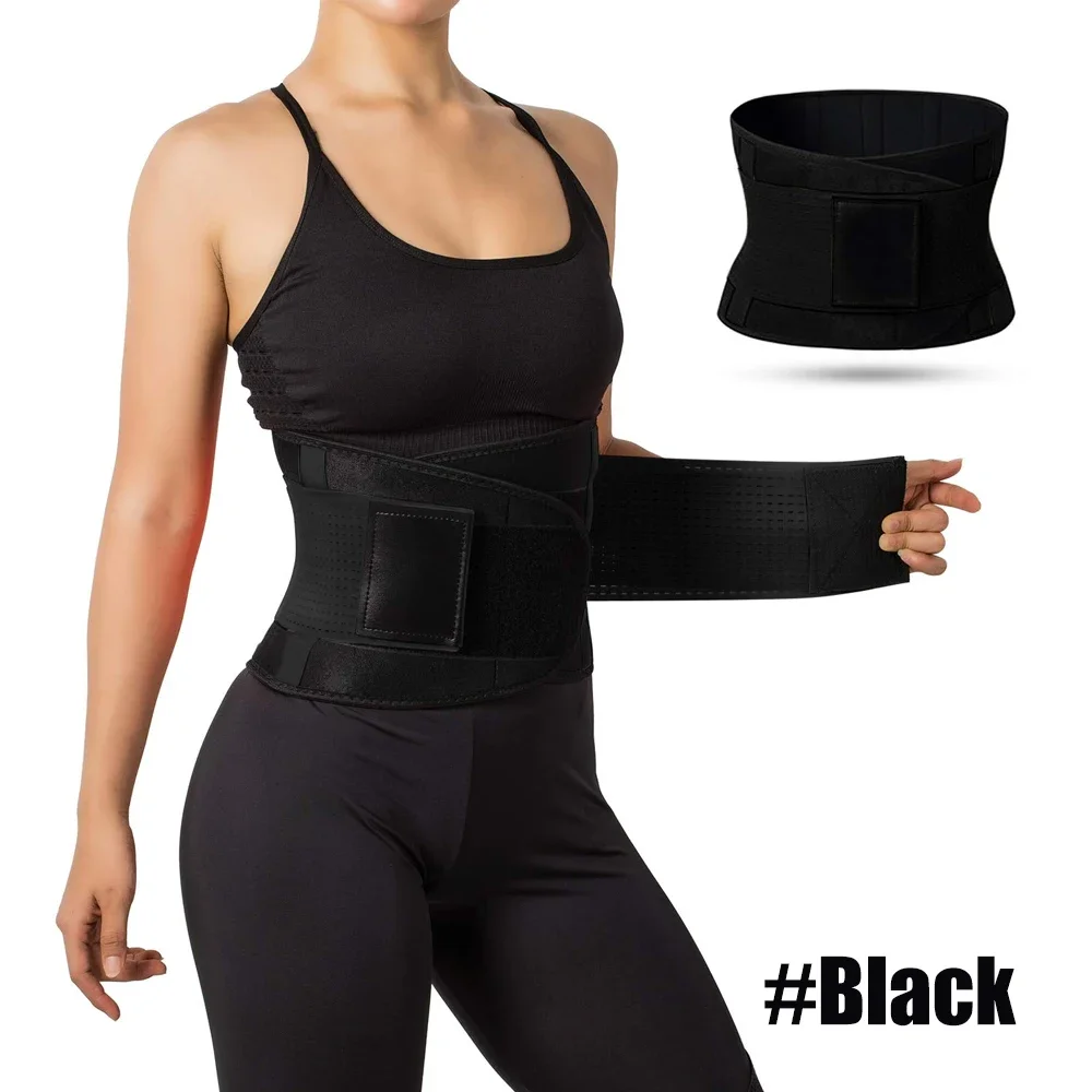 Lumbar Support Belt Lower Back Brace Abdominal Binder Men Women Waist Trainer Corset Sweat Slim Belt for Sports Gym Pain Relief