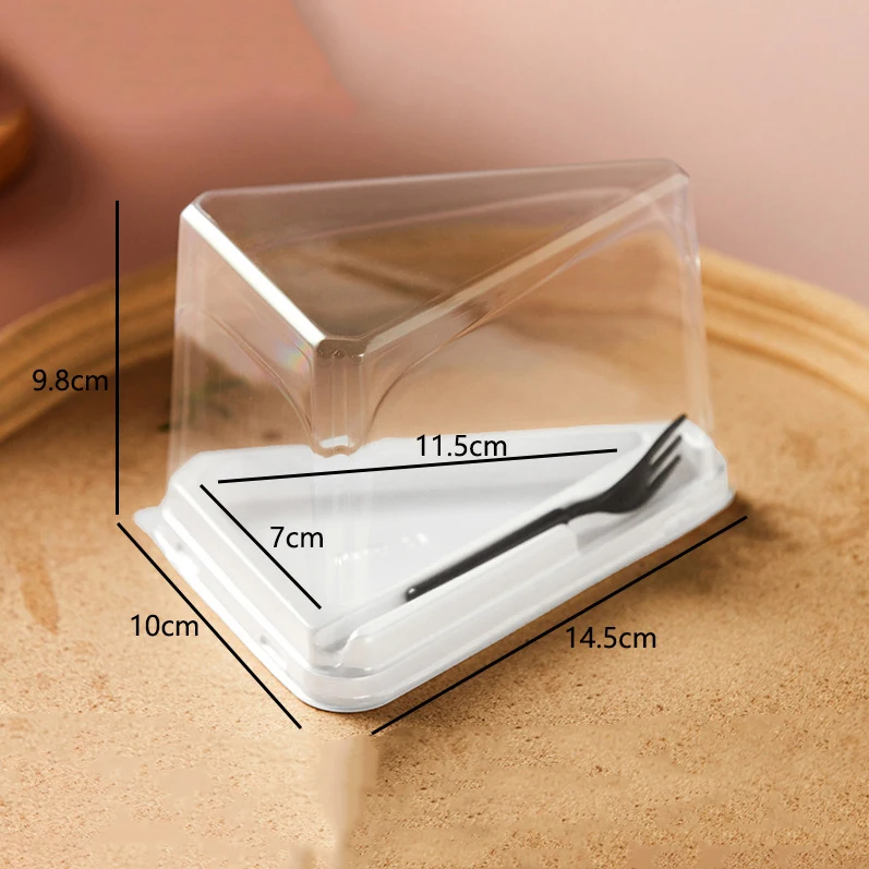 Wholesale clear square cake slice container PET disposable cake slice box dessert container with lid H400