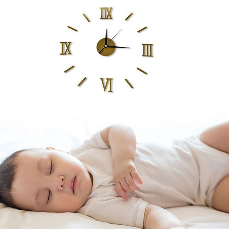 Gold Wholesale Nordic Big Large Home Decorative Sticker Modern Luxury 3D Acrylic DIY Wall Clock