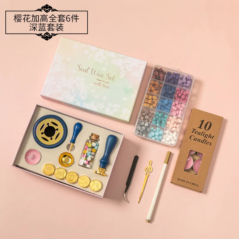 Wax Seal Stamps Box Kit Wedding Invitation Decorative Sealing wax Sellos Dipping Pot Set