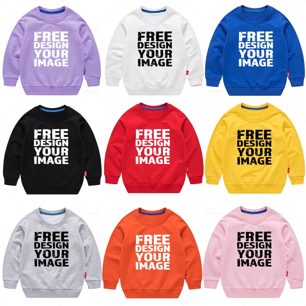 Custom Free Design Logo Little Baby Boy Girl Hoodies Children Tracksuits Clothing  Kids Jacket Sweatshirt Hoodie With Fleece