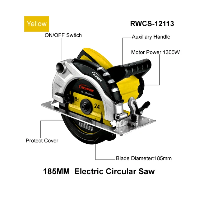 Professional Power Tools 1300W Corded Electric Circular Saw 7inch 185MM Wood Cutting Machine Portable Electric Miter Hand Saws