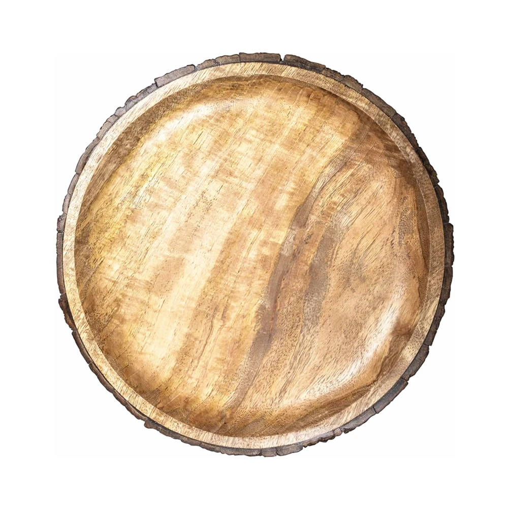 Custom round Wood Pizza Platter Wooden Serving Board Tree Bark Edges Dishes Plates Home Party Use Pack Wooden Serving Boards