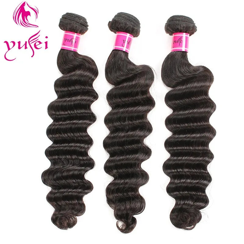 YF Factory Cheap Price 8A 9A Grade Virgin Deep Wave Human Hair Bundles With Lace Frontal Closure