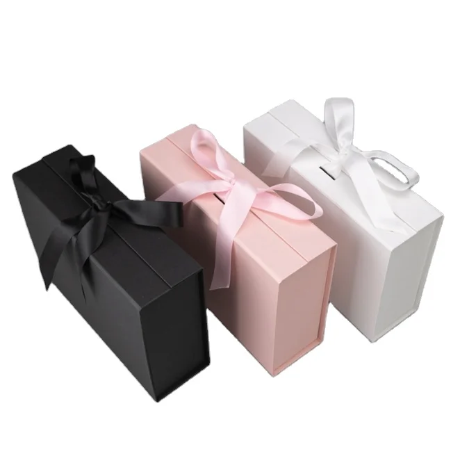 Large Black Collapsible Magnetic Product Ramadan Boxes Perfume Shoe Box with Magnet Lid for Gift Pack Packaging Orders