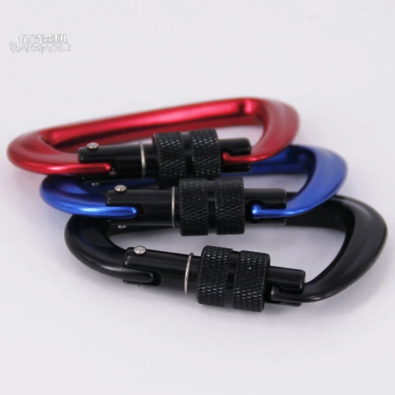 8#D shaped 7075 Aviation  Aluminum metal 12KN swivel spring locking climbing carabiner hooks FOR camping hiking or bicycle ball