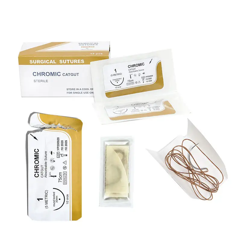 Wholesale Absorbable Medical Suture Needle Surgical Thread Chromic Catgut PGLA 910 Medical Disposable Surgical Sutures