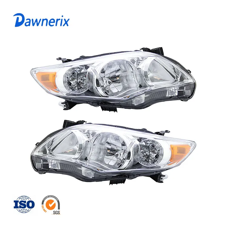 Headlight Assembly for 11-13 Toyota Corolla Clear Lens 1 Pair Headlamps Chrome