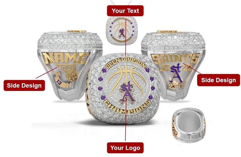 Custom Basketball Championship Rings Cheerleading All Sports Tournament Runner up Championship Rings