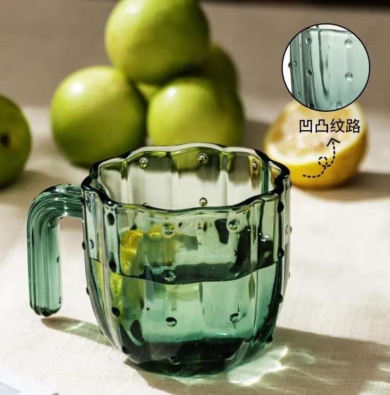 Nordic Style 4PCS Fairy Palm Glass Water Cup Heat-resistant Tea Set Household Glass Water Cup