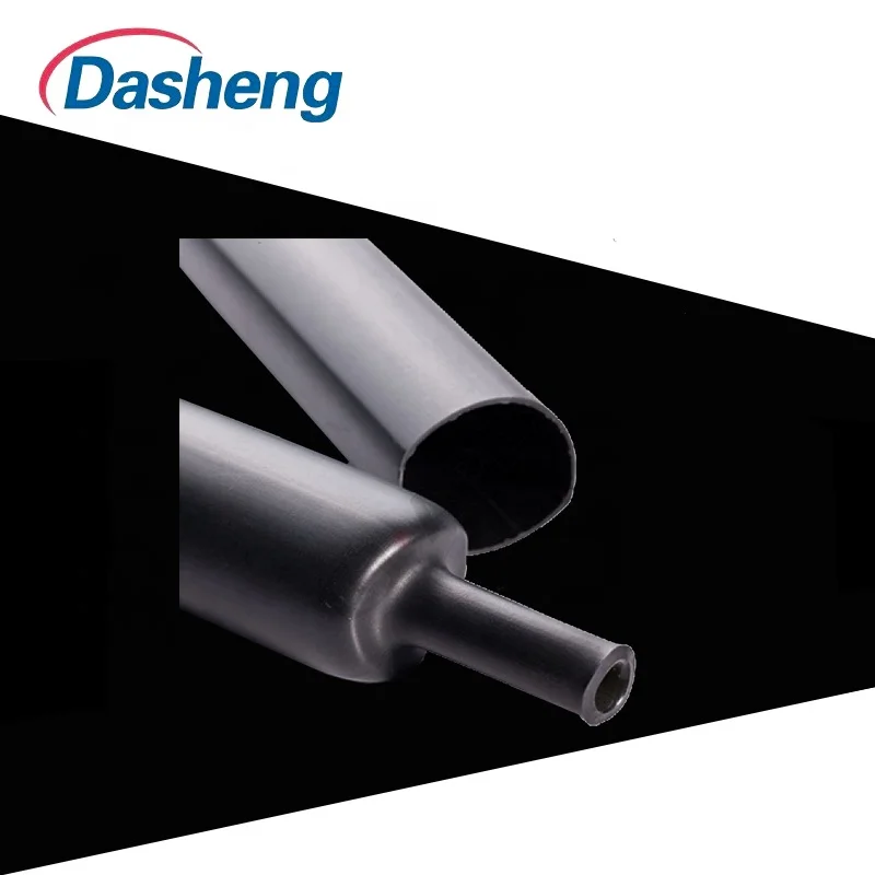 Black Factory supplier PE material high shrink ratio Medium wall heat shrink tube with glue for Insulation