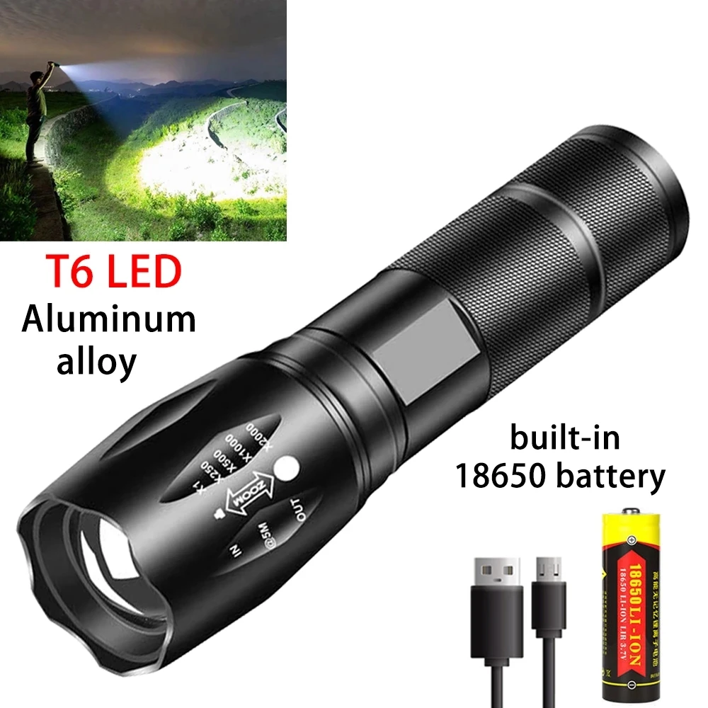 really cheap T6 rechargeable 18650 battery small mini torch LED flashlight zoom