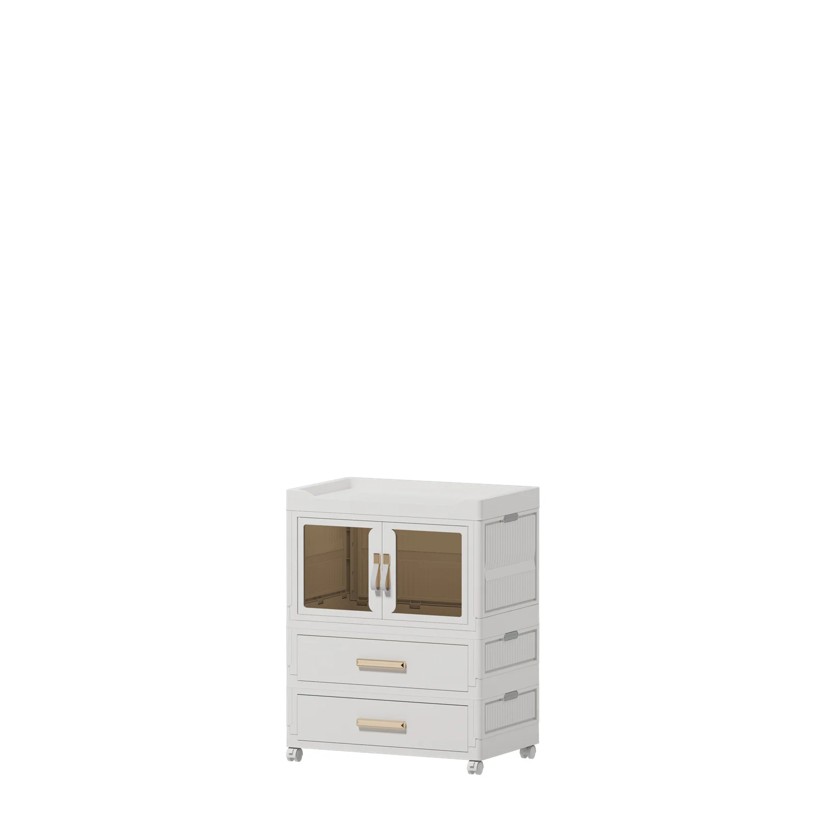 Plastic Cloth Wardrobe Cabinet double-door plastic folding storage cabinet Furniture With Wheels