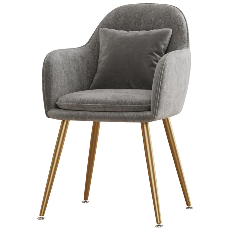 Nordic style velvet fabric gold leg with pillow home living room restaurant chair commercial hotel and Cafe Chair