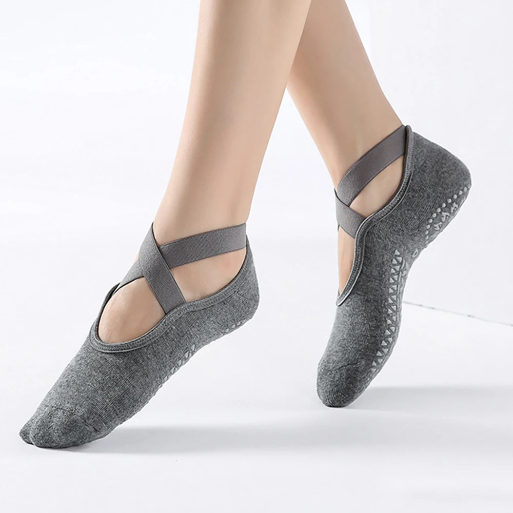 Women High Quality Anti-Slip Breathable Backless Yoga Socks Custom Logo Anti Slip Ankle Ladies Sports Socks Grip Pilates Socks