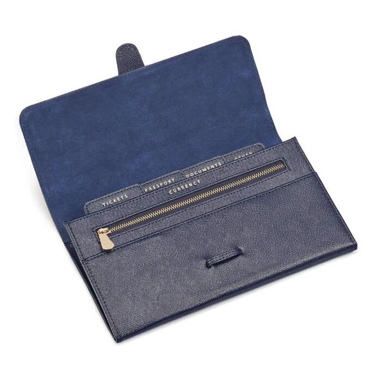 Personalized classic wallet with emboss logo travel long wallet in saffiano leather