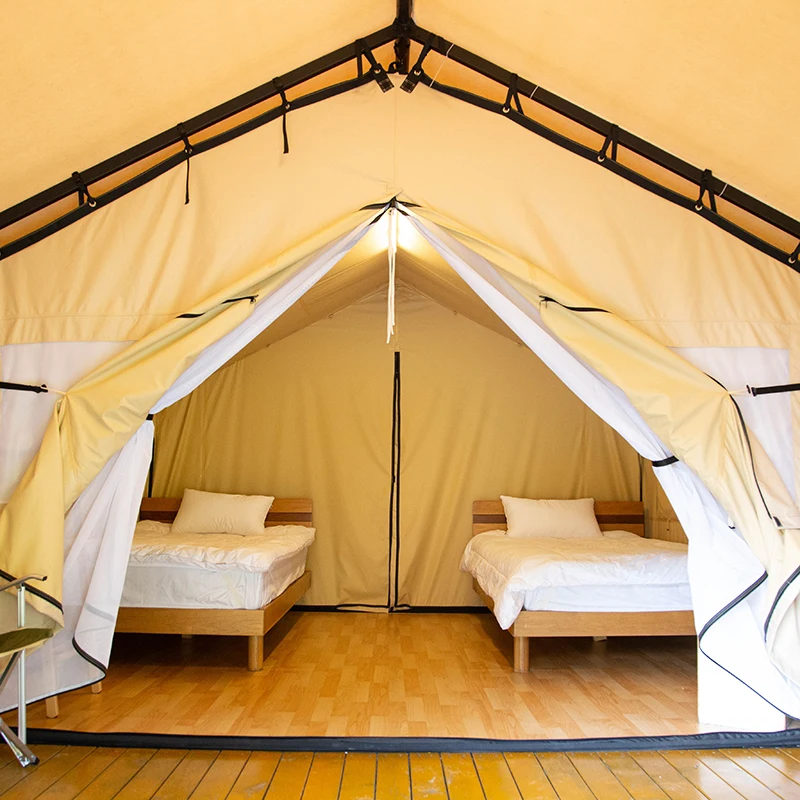 Outdoor Luxury PVC Waterproof Canvas Resort Tente Safari Glamping Large Hotel Tent with Bathroom Furniture