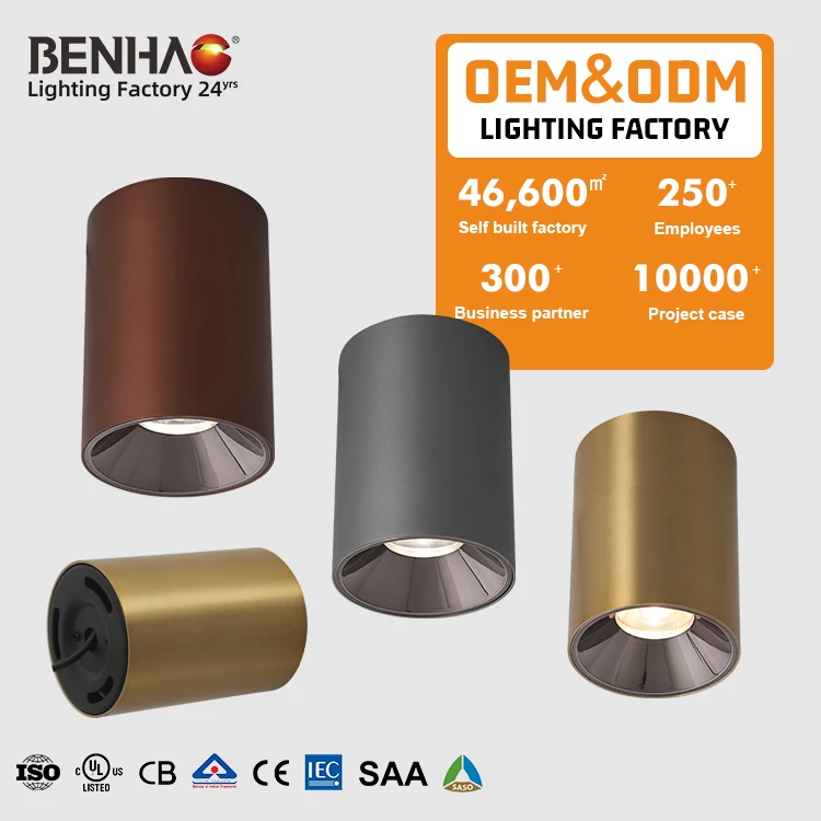 7W 12W Gray/Gold/Vermilion Red Aluminum Anti-glare LED COB Recessed Mounted Deep Cup Design Downlight Spotlight