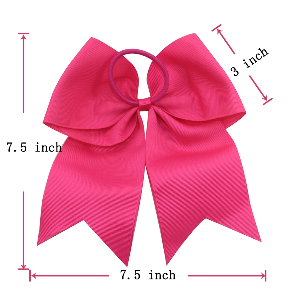 Wholesale solid color cheer bows 6x6 Inch high quality 196 colors grosgrain ribbon with elastic band