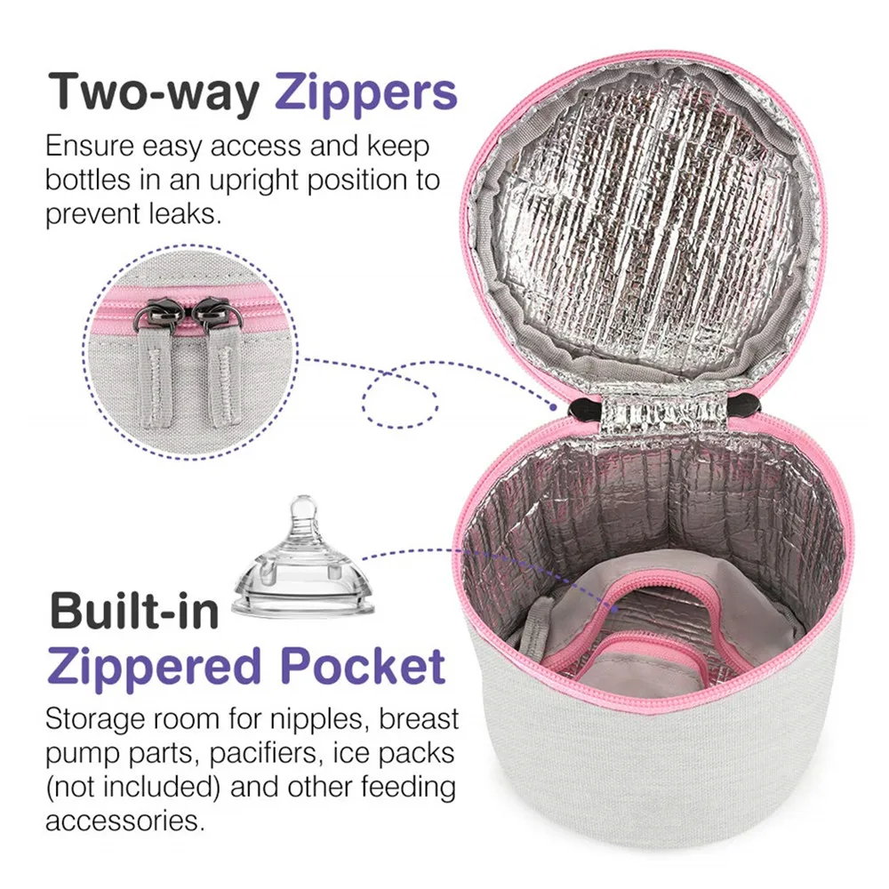 Portable Breast Milk Storage Insulated Baby Bottle Cooler Carrier Tote Bag Food 10-12days for Millk Storage Cooler Bag Letter