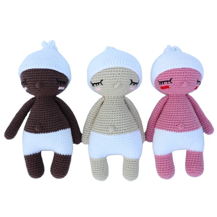 Customised toddler toys Knit Stuffed Aal Toynim Crochet Sleeping soft Baby Doll Animal Toy