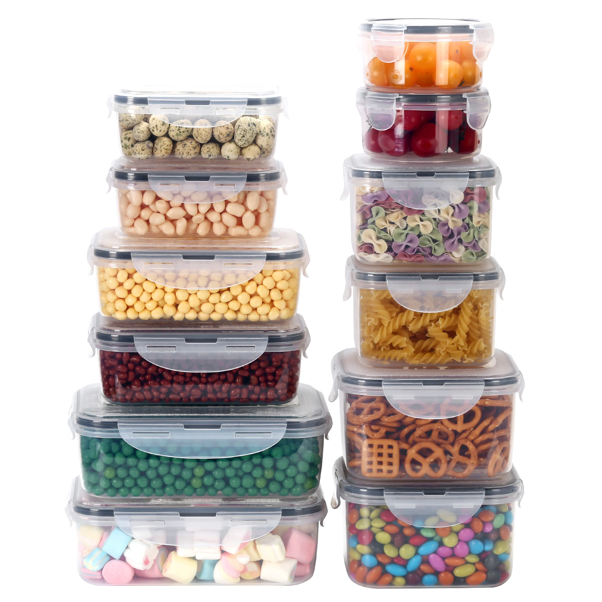 16Pieces Clear Plastic Stackable Food Fridge Storage Organizer Box Refrigerator Storage Box Fridge Organizer With Lid
