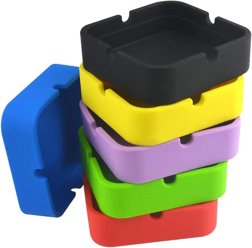 Прочная квадратная силиконовая пепельница для сигарет небьющаяся термостойкая с крышкой аксессуары курения